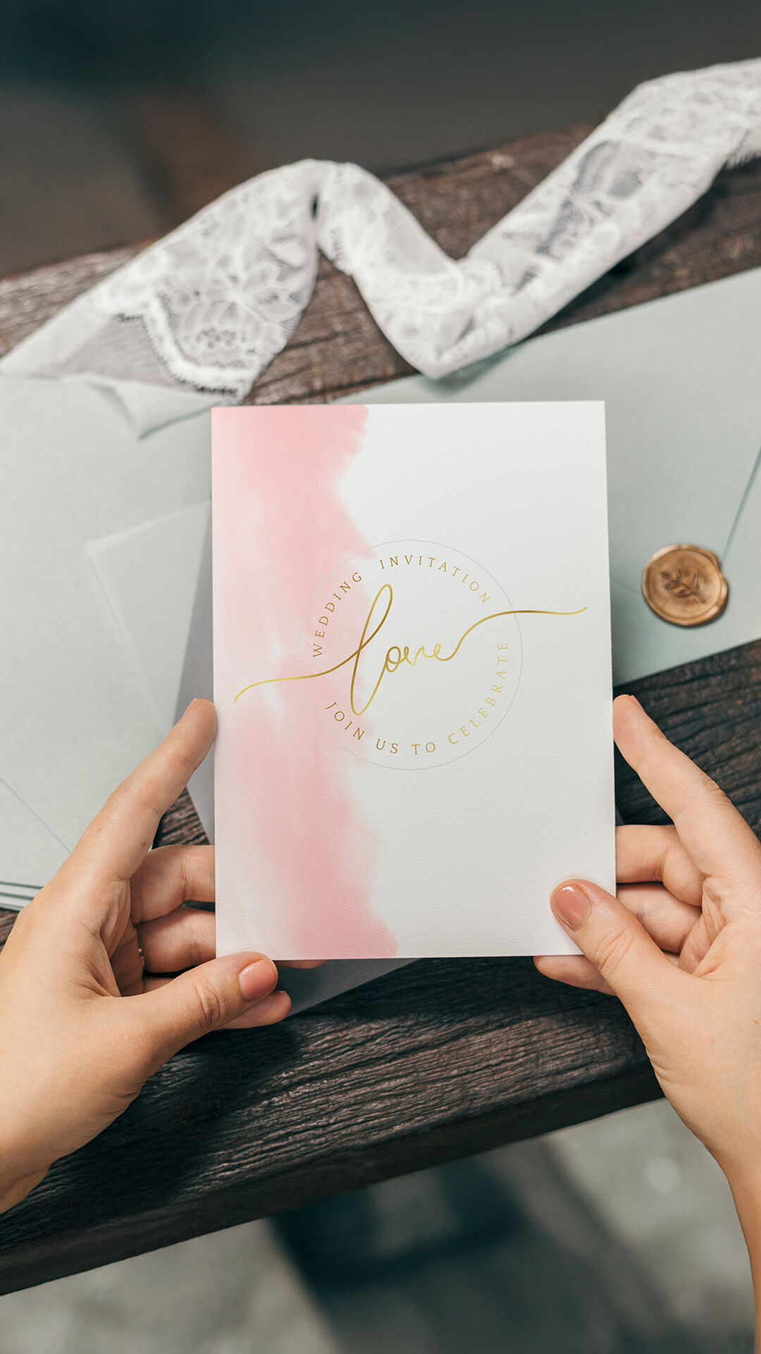Bride holding a wedding card, showcasing a thoughtfully planned wedding itinerary for guests.